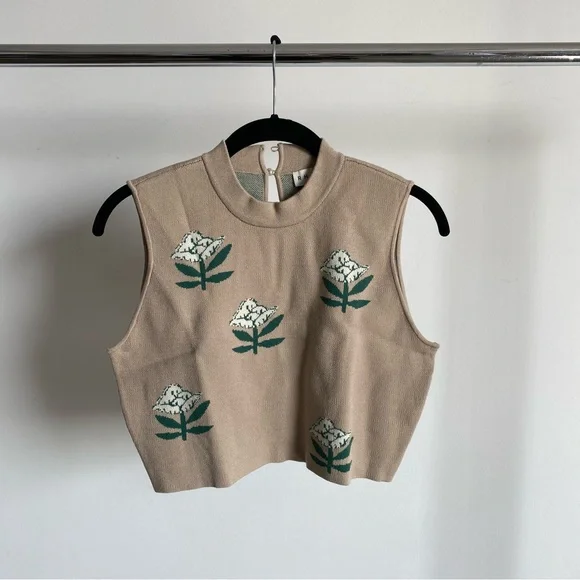 $155 NWT Rhode Jude Knit Top in Neutral Booti Sz Large - Picture 2 of 14